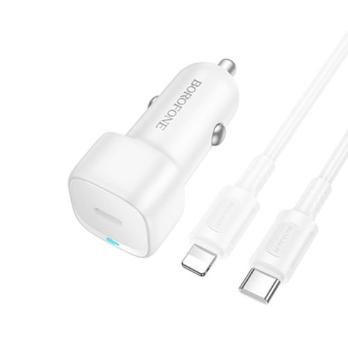 Borofone BZ34A White 20W Type-C To Lightning Car Charger