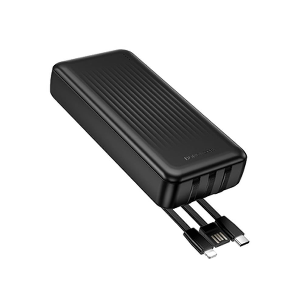 Borofone BJ79A Black 20000mAh Power Bank With USB-A/USB-C And Lightning Cable