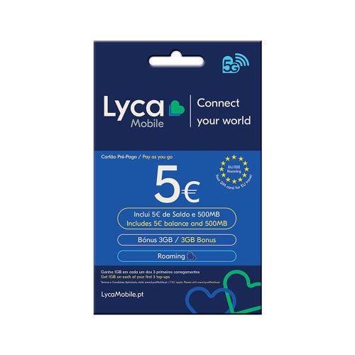 Cartão Sim Lyca 5€ Saldo