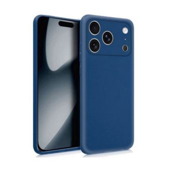 Capa Silicone Apple iPhone 17 Pro Max Azul Escuro Com Protetor De Câmera