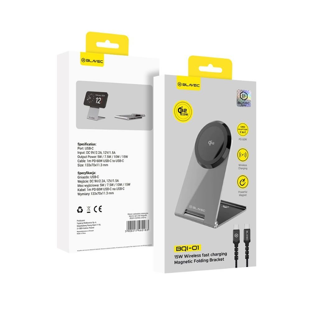 Carregador Wireless Blavec BQI-01 15W Magsafe Com Cabo Tipo C Para Tipo C