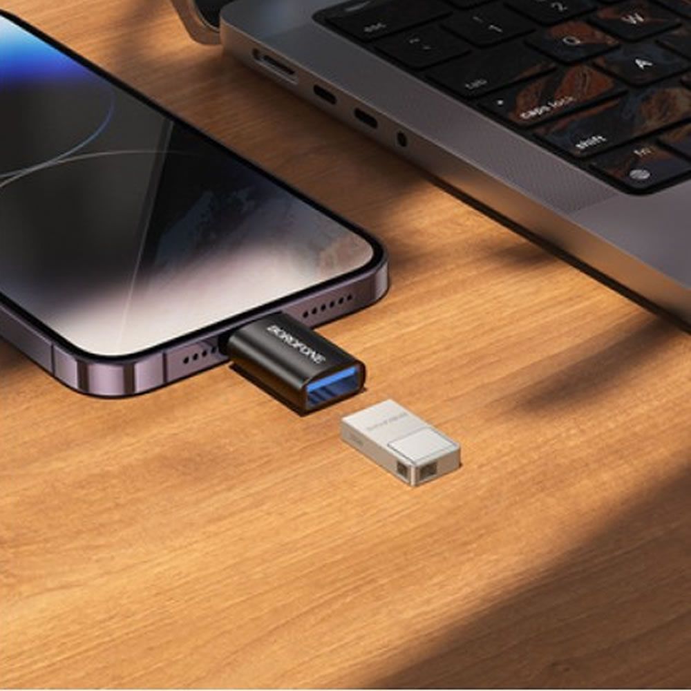Borofone BV26 Black USB-A To Lightning Adapter