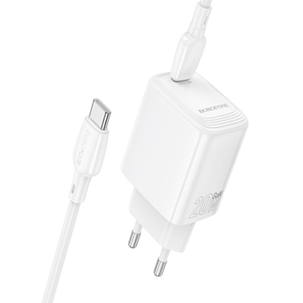 Borofone BN26 White 240V Charger 20W 3.0A USB-C To Type-C