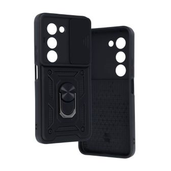 Capa Silicone TPU Com Anel De Dedo Xiaomi Redmi 15 Com Protetor De Câmera E Janela Deslizante