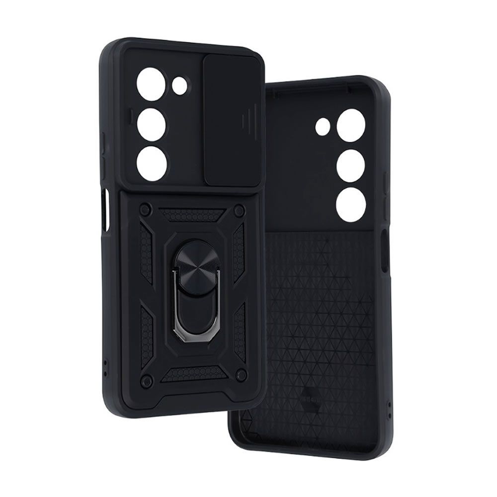Capa Silicone TPU Com Anel De Dedo Xiaomi Redmi 15 Com Protetor De Câmera E Janela Deslizante