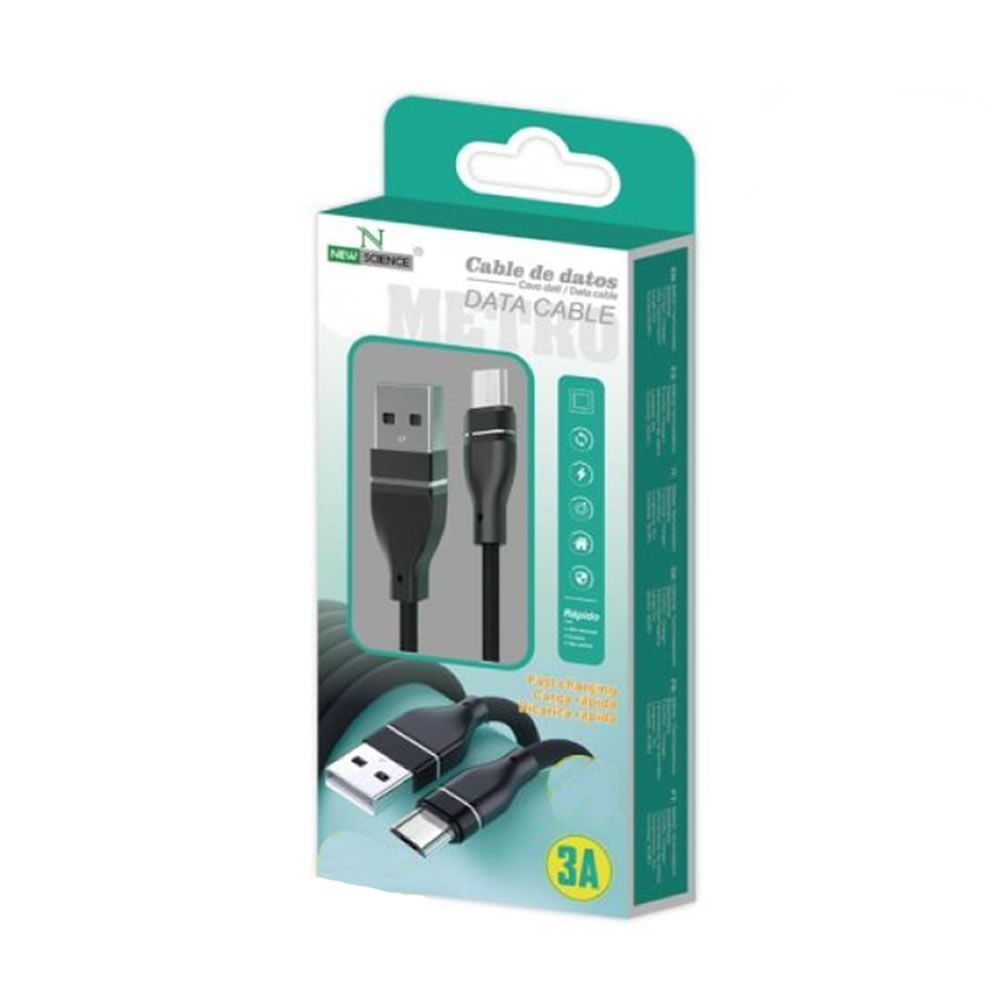 Cabos de dados New science U-12 Preto Micro USB 3A/1M