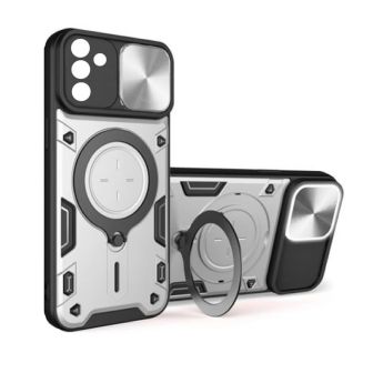 Samsung Galaxy A17 Silver Silicone TPU Case+Suport With Camera Protector